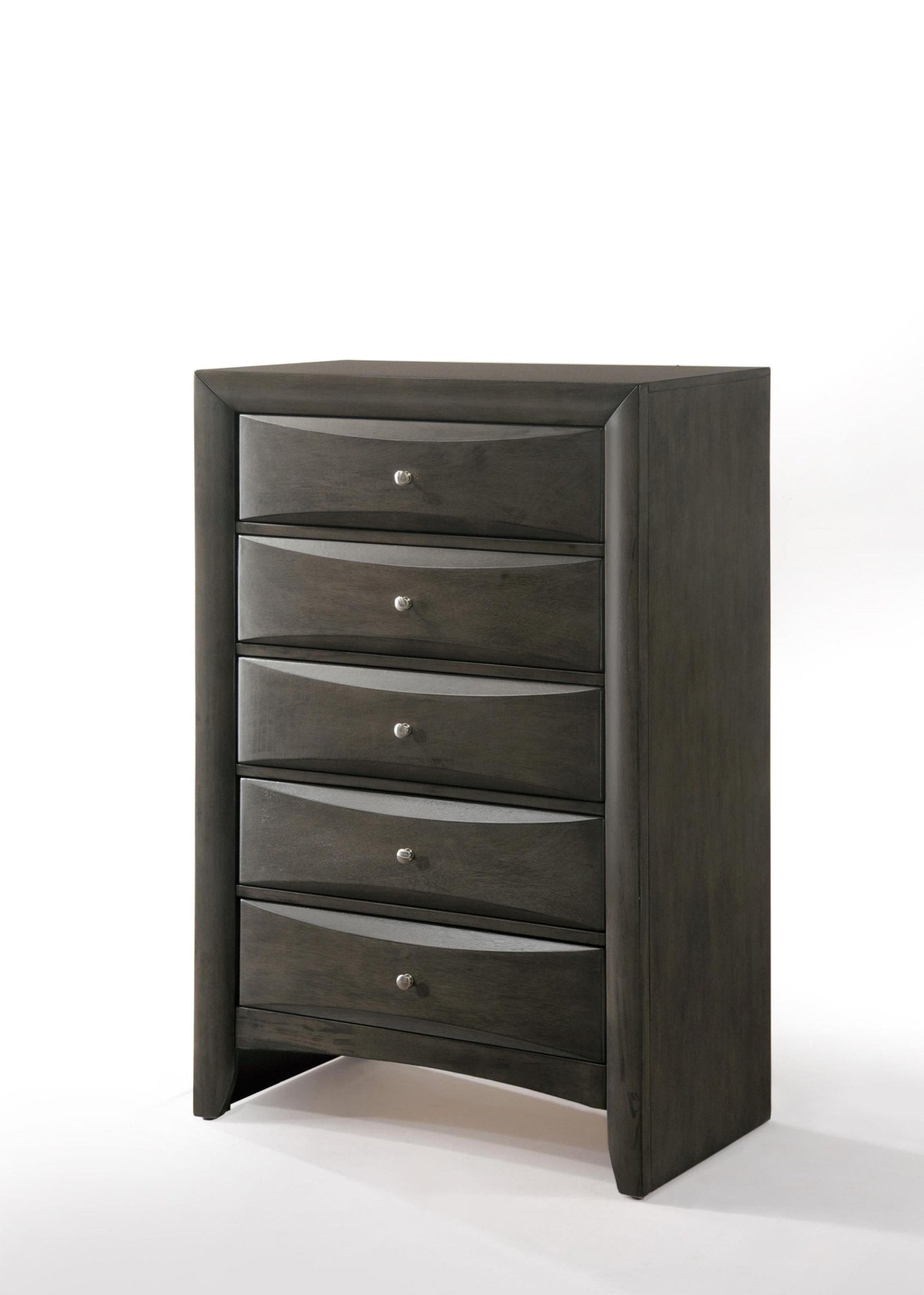 Gray 5-Drawer Chest with Okume Veneer - 1st Choice Furniture Direct
