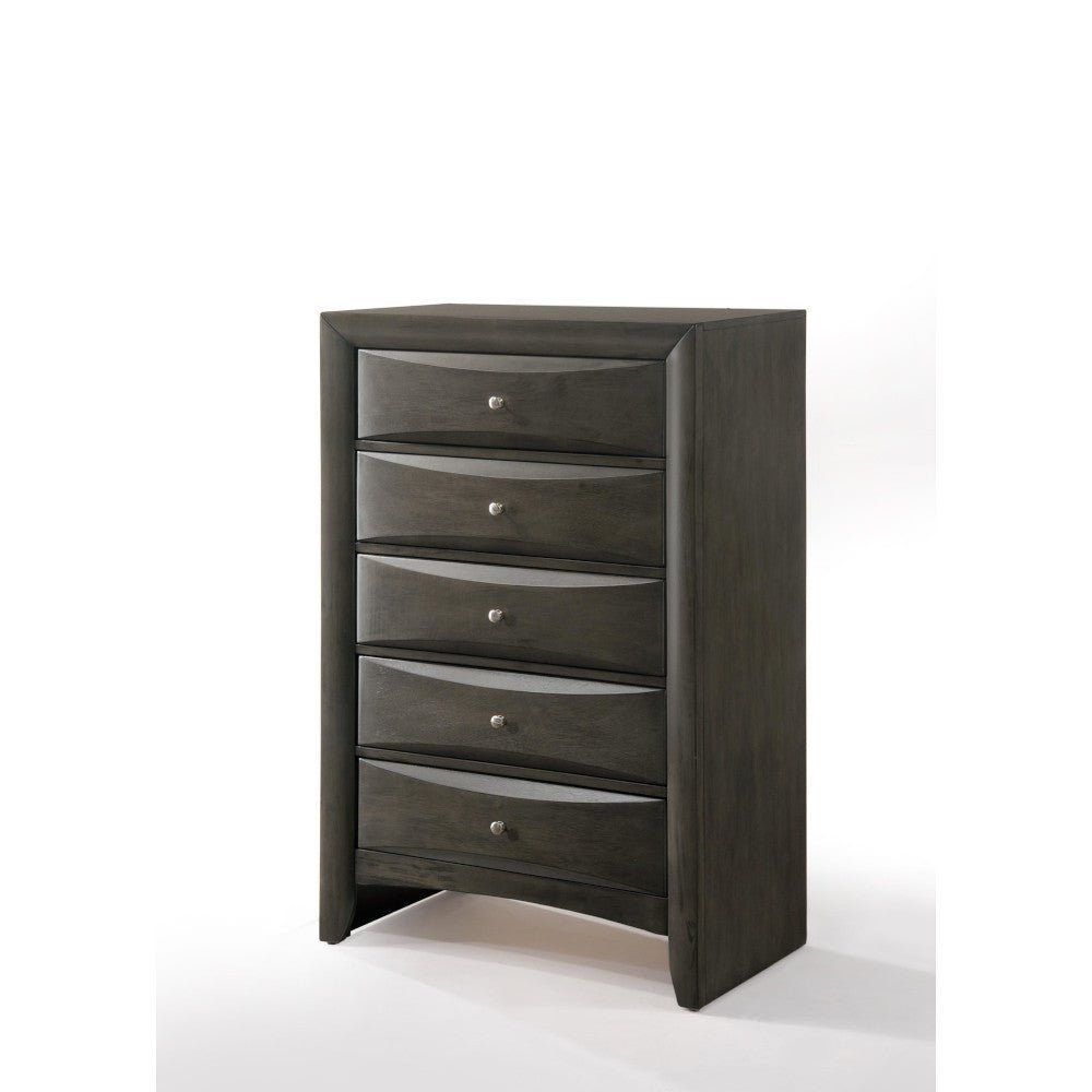 Gray 5-Drawer Chest with Okume Veneer - 1st Choice Furniture Direct