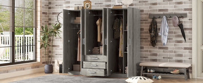 Gray 6 Door Wardrobe Armoire with Locking Drawer - 1st Choice Furniture Direct