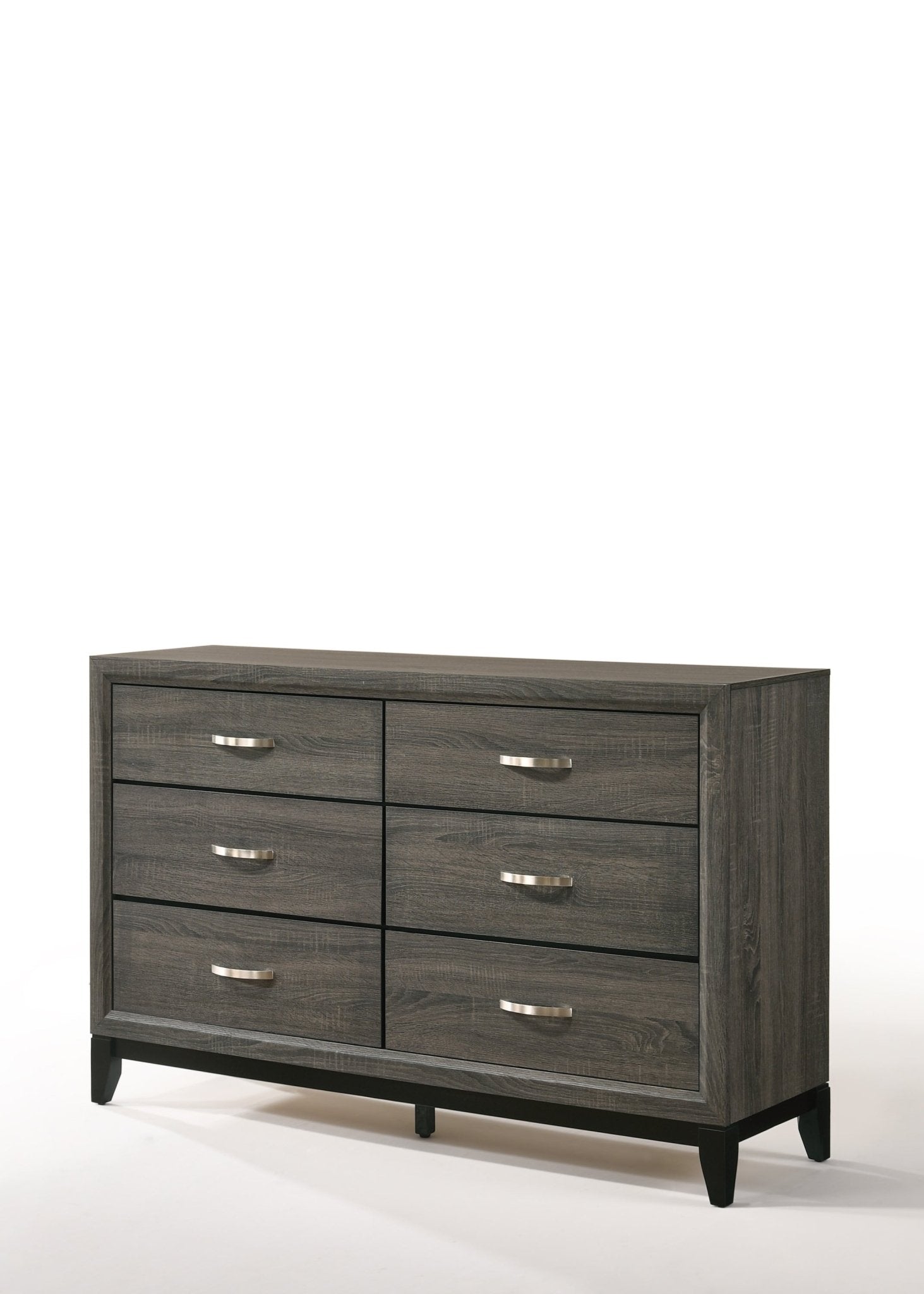 Gray 6-Drawer Dresser with Brushed Nickel Handles - 1st Choice Furniture Direct