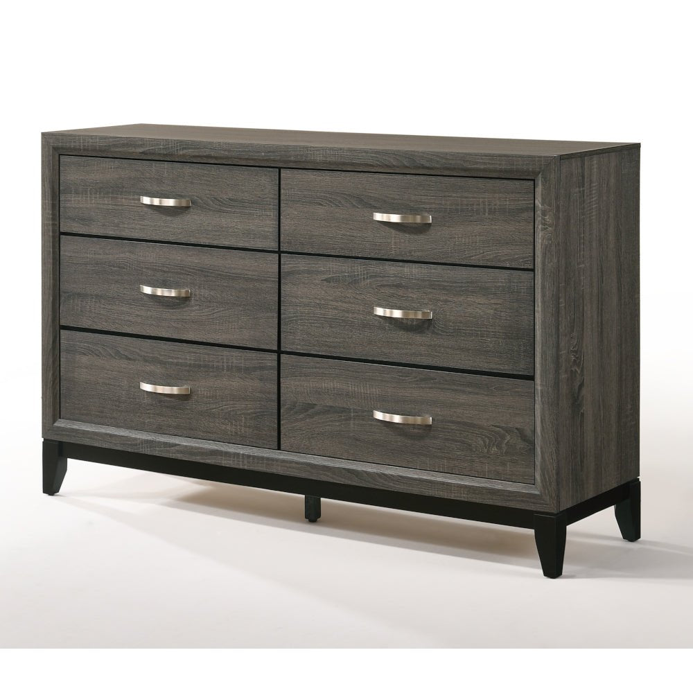 Gray 6-Drawer Dresser with Brushed Nickel Handles - 1st Choice Furniture Direct