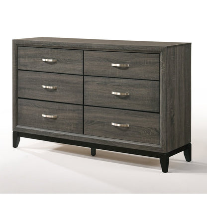 Gray 6-Drawer Dresser with Brushed Nickel Handles - 1st Choice Furniture Direct