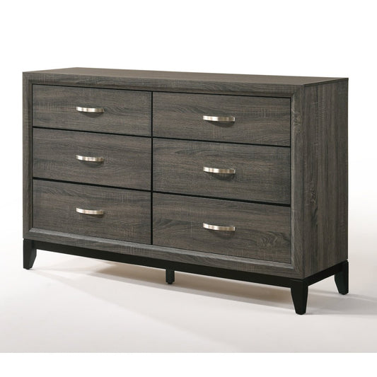 Gray 6-Drawer Dresser with Brushed Nickel Handles - 1st Choice Furniture Direct