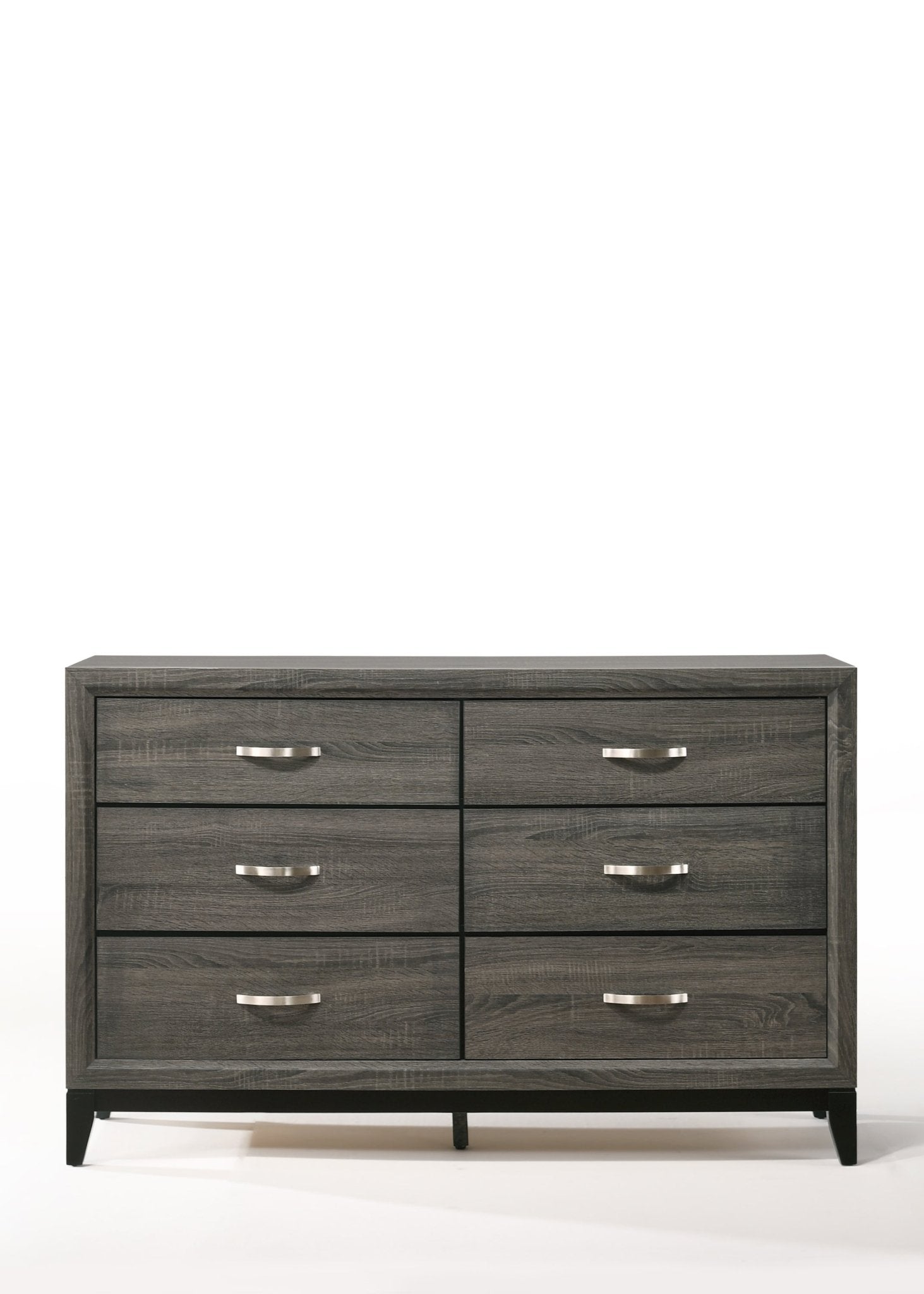 Gray 6-Drawer Dresser with Brushed Nickel Handles - 1st Choice Furniture Direct