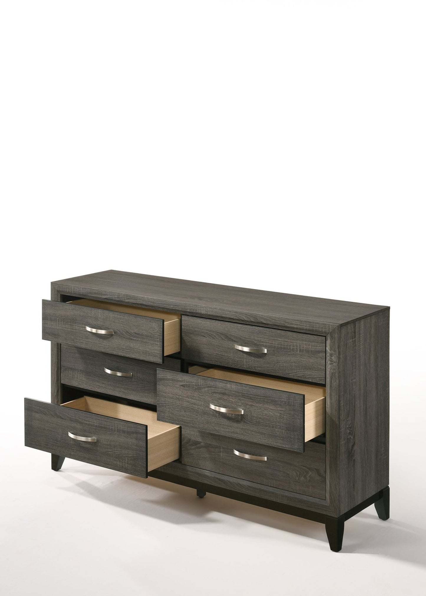 Gray 6-Drawer Dresser with Brushed Nickel Handles - 1st Choice Furniture Direct