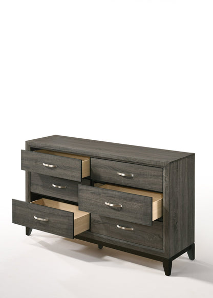 Gray 6-Drawer Dresser with Brushed Nickel Handles - 1st Choice Furniture Direct