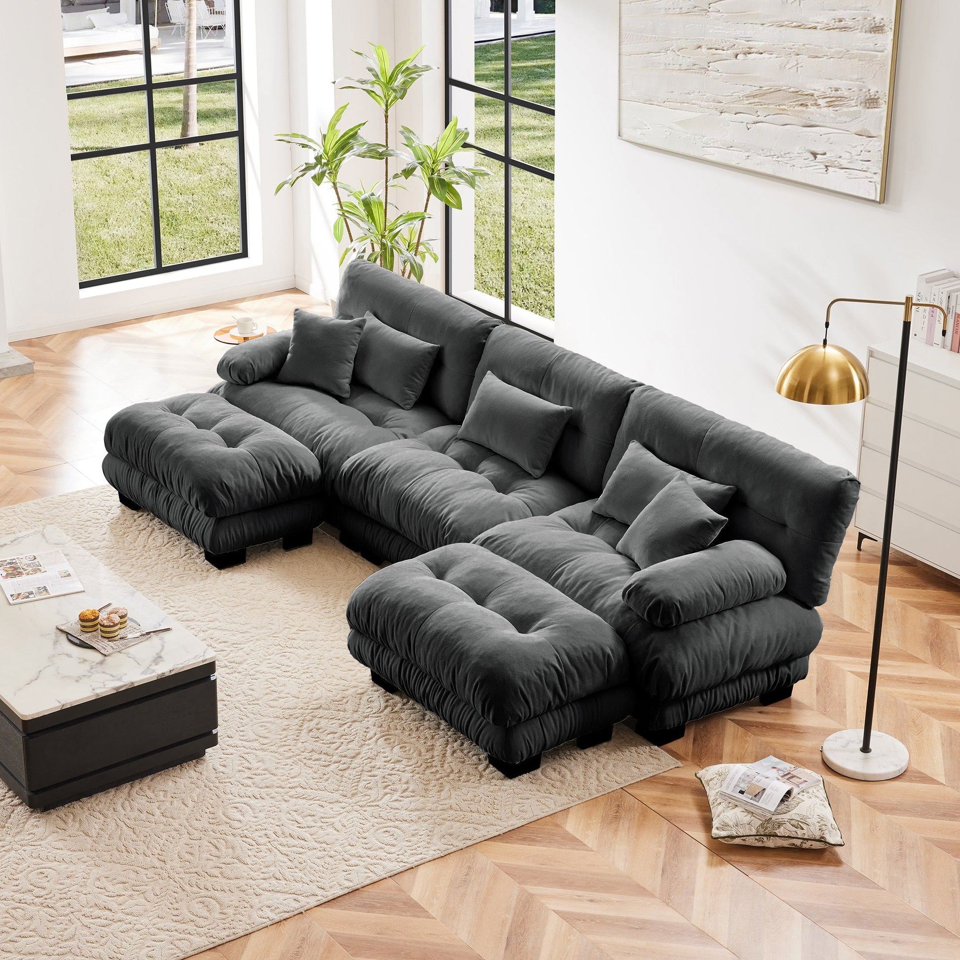Gray Chenille 3-Seater Cloud Sofa – Modern Deep Seat Couch - 1st Choice Furniture Direct