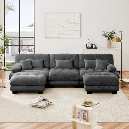Gray Chenille 3-Seater Cloud Sofa – Modern Deep Seat Couch - 1st Choice Furniture Direct