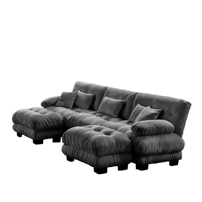 Gray Chenille 3-Seater Cloud Sofa – Modern Deep Seat Couch - 1st Choice Furniture Direct