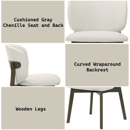 Gray Chenille Dining Chair with Walnut Wood Frame - 1st Choice Furniture Direct