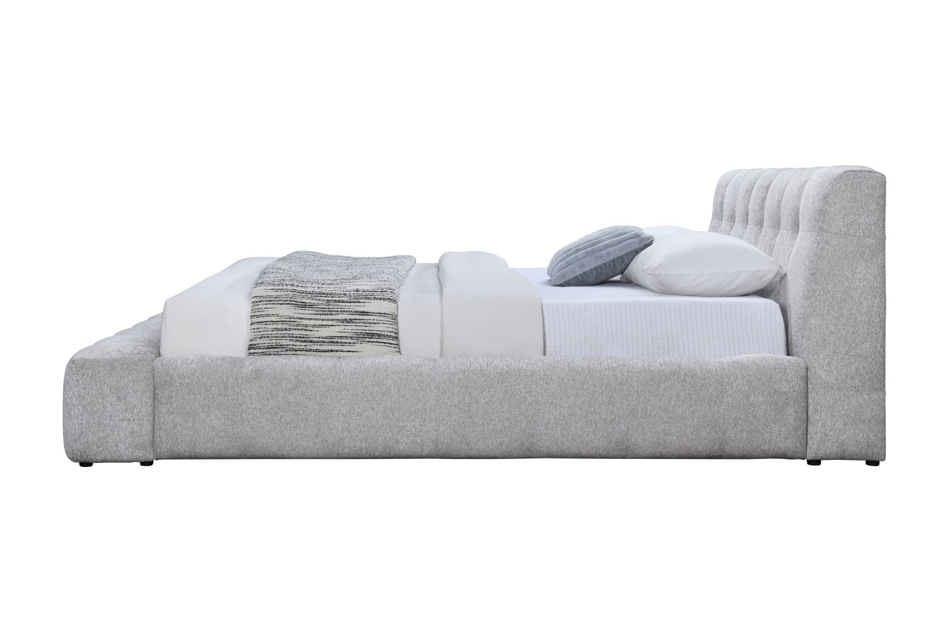 Gray Chenille Platform Bed Frame - 1st Choice Furniture Direct