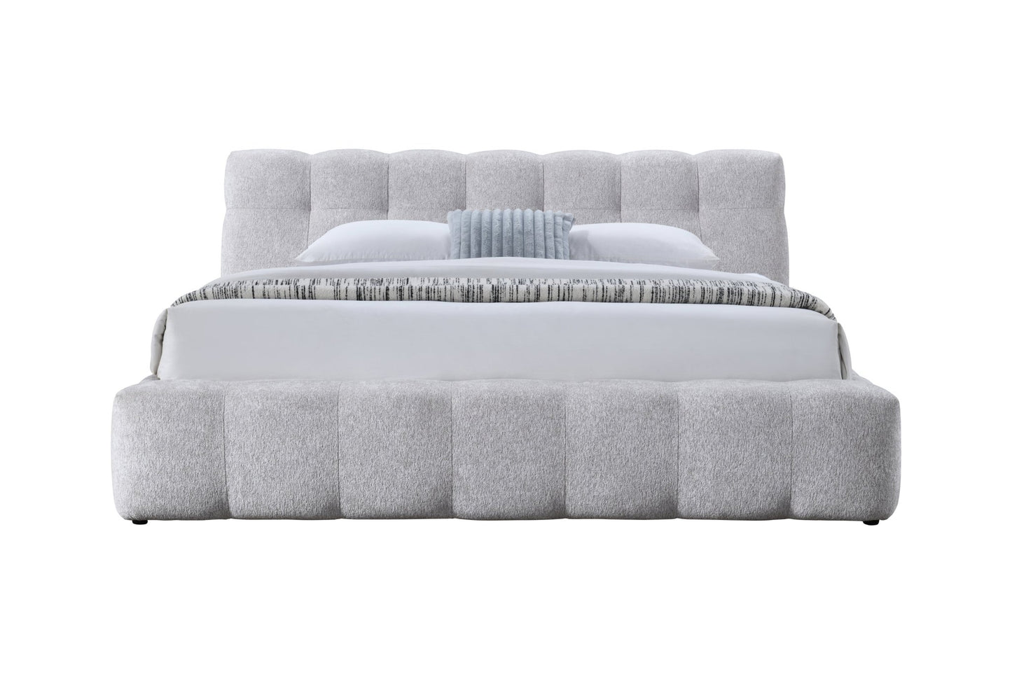 Gray Chenille Platform Bed Frame - 1st Choice Furniture Direct