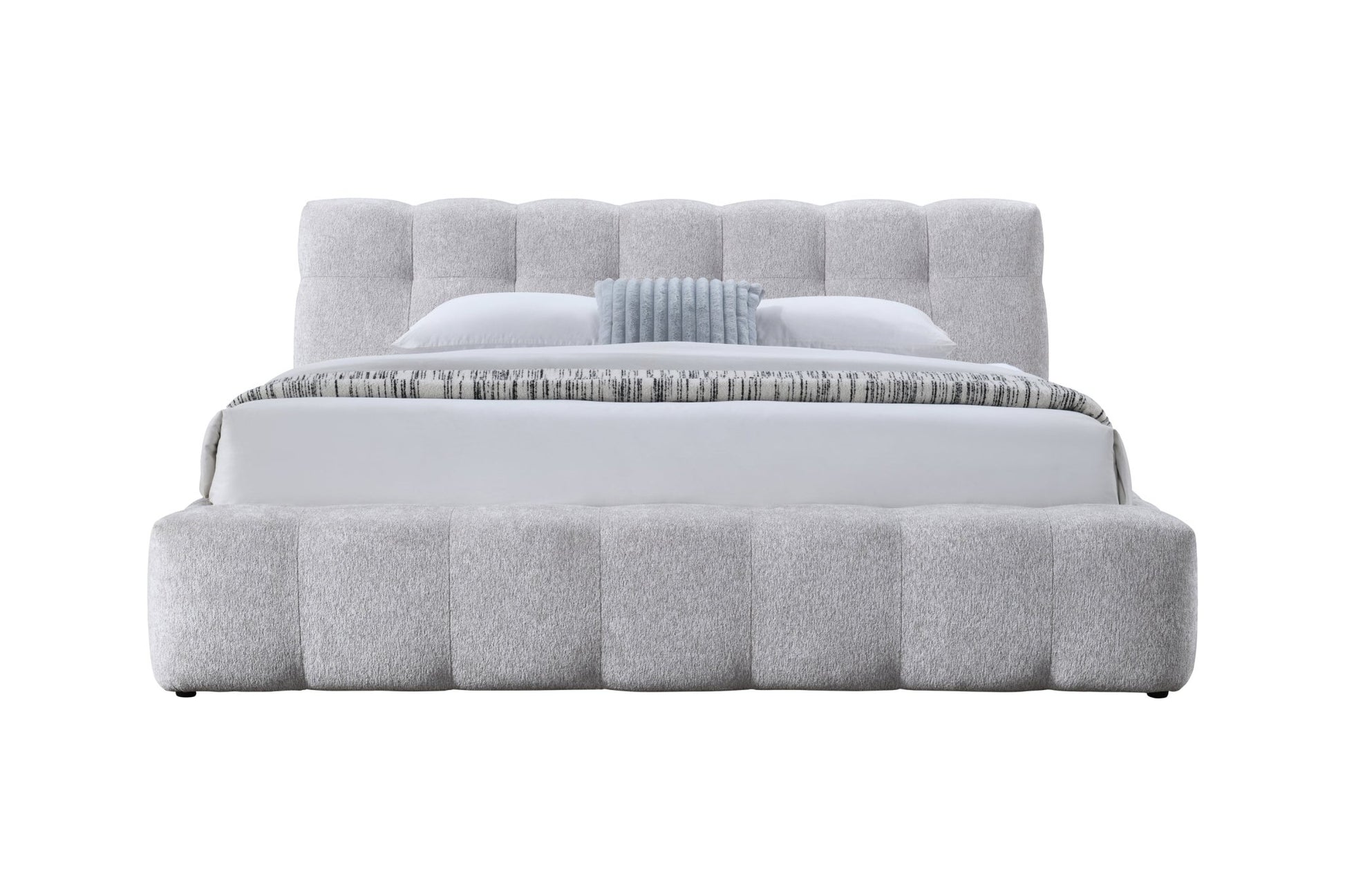 Gray Chenille Platform Bed Frame - 1st Choice Furniture Direct