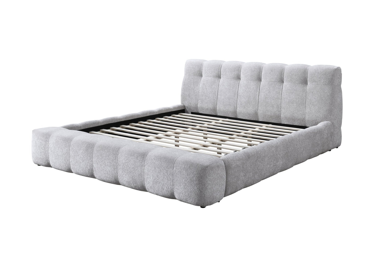 Gray Chenille Platform Bed Frame - 1st Choice Furniture Direct