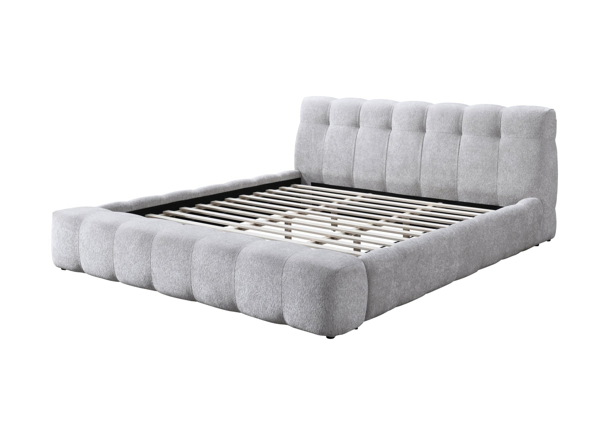 Gray Chenille Platform Bed Frame - 1st Choice Furniture Direct