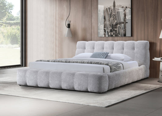 Gray Chenille Platform Bed Frame - 1st Choice Furniture Direct