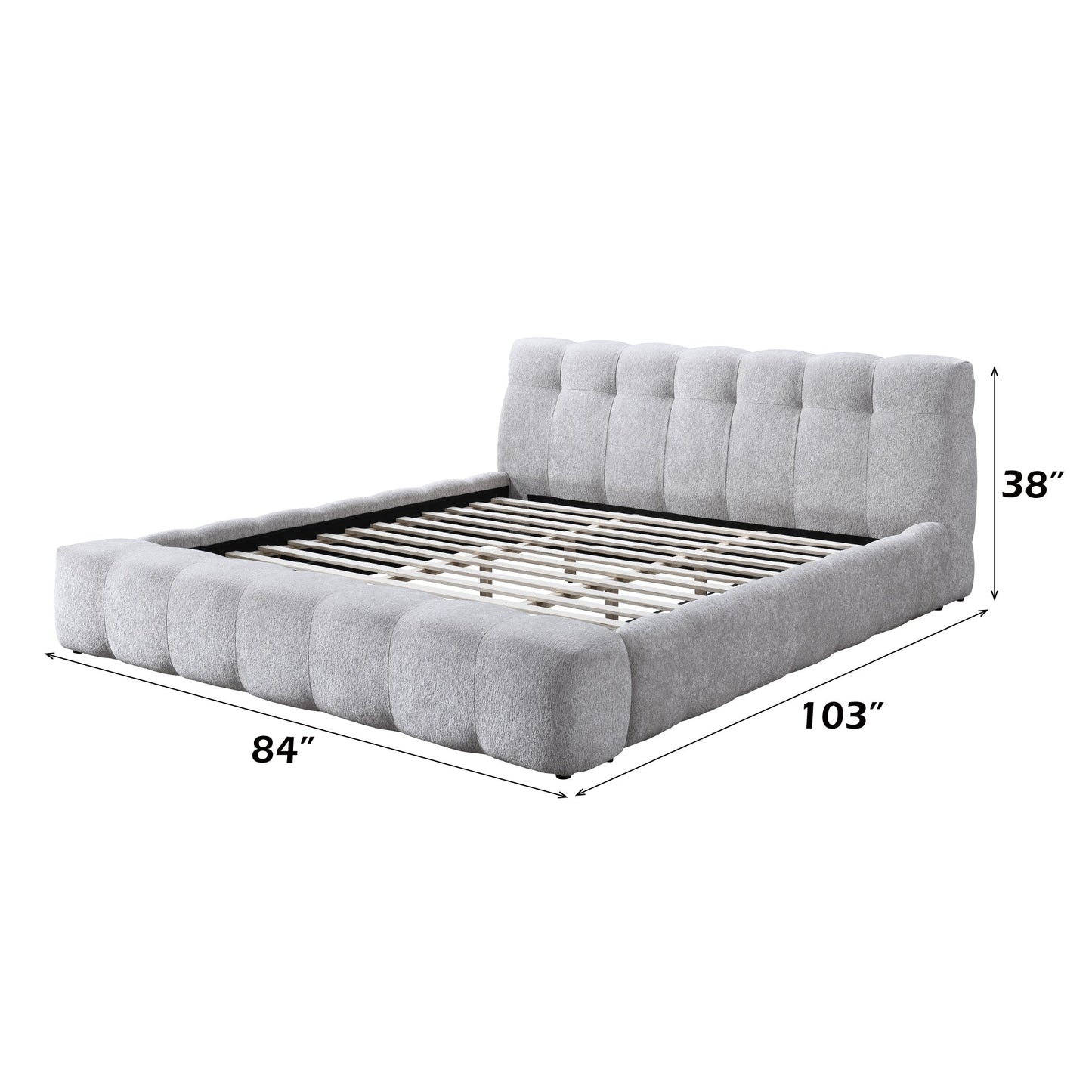 Gray Chenille Platform Bed Frame - 1st Choice Furniture Direct