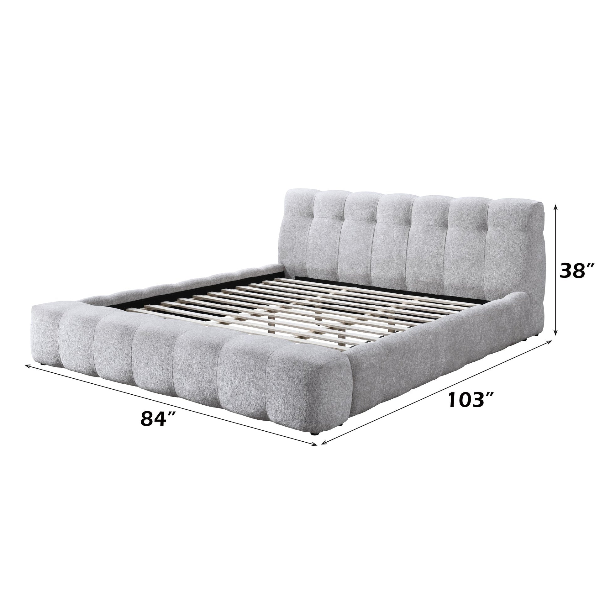 Gray Chenille Platform Bed Frame - 1st Choice Furniture Direct