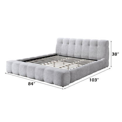 Gray Chenille Platform Bed Frame - 1st Choice Furniture Direct