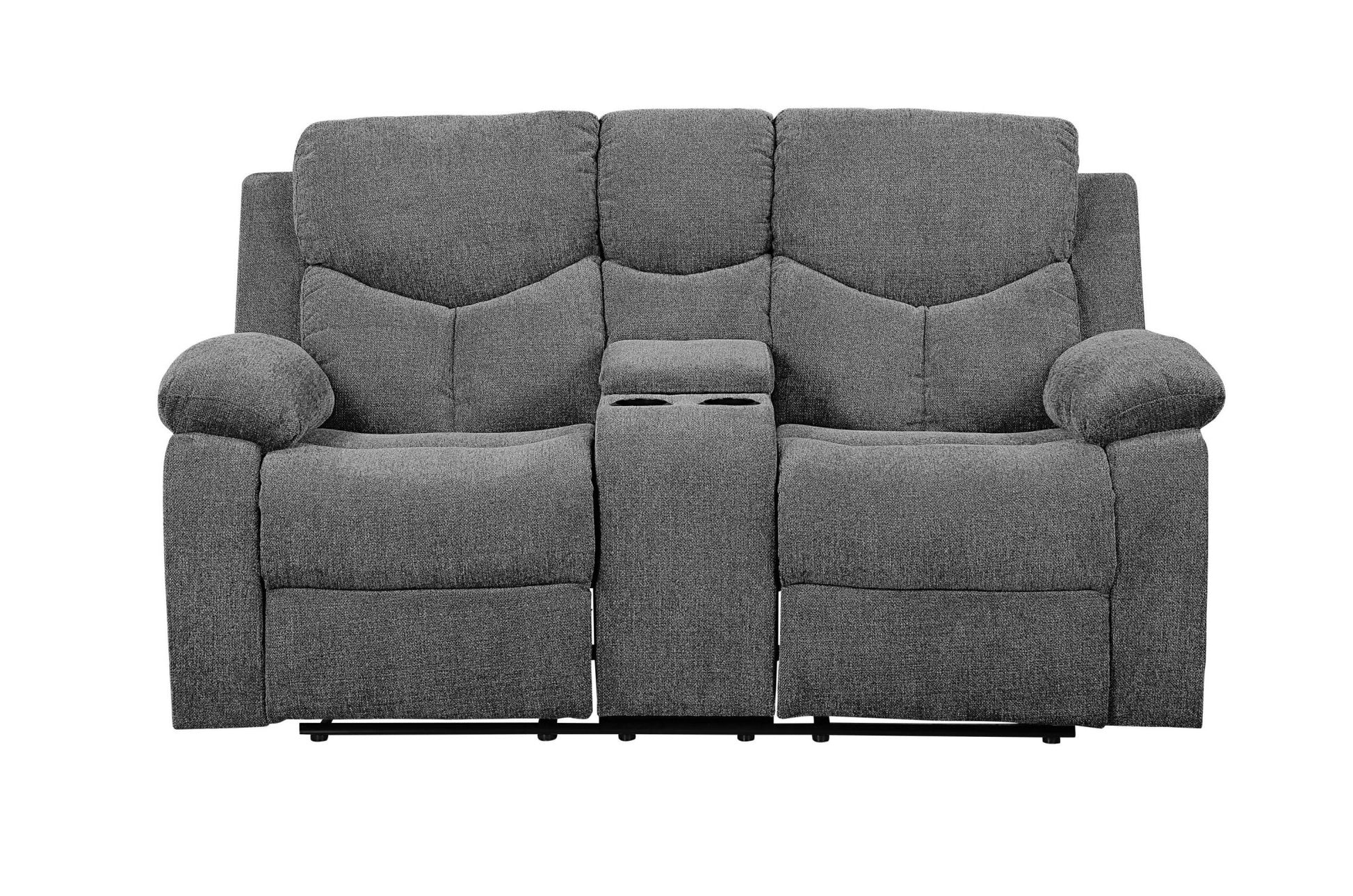 Gray Chenille Reclining Loveseat with Console & Cup Holders - 1st Choice Furniture Direct