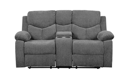 Gray Chenille Reclining Loveseat with Console & Cup Holders - 1st Choice Furniture Direct