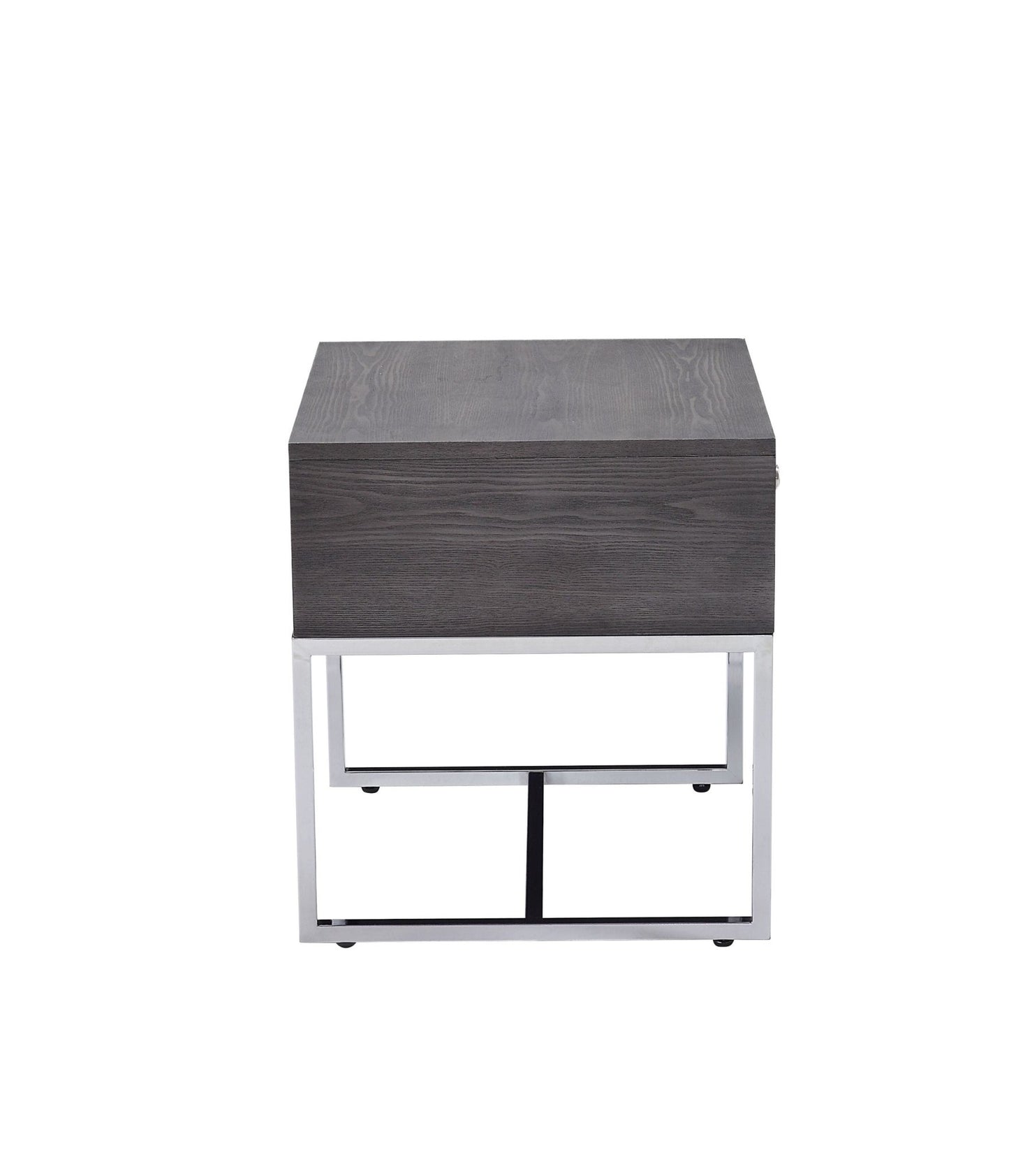 Gray End Table with Felt-Lined Drawer & Metal Sled Base - 1st Choice Furniture Direct