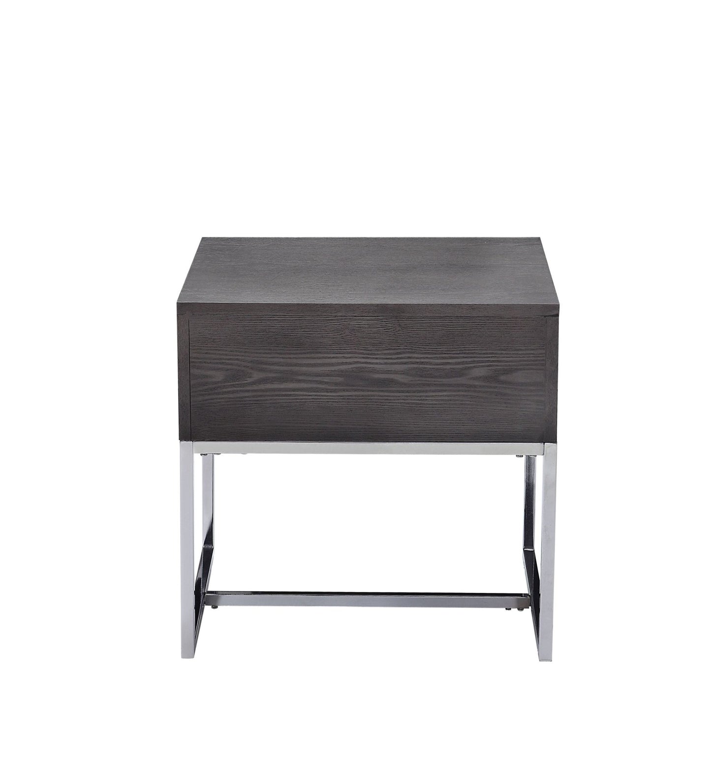 Gray End Table with Felt-Lined Drawer & Metal Sled Base - 1st Choice Furniture Direct