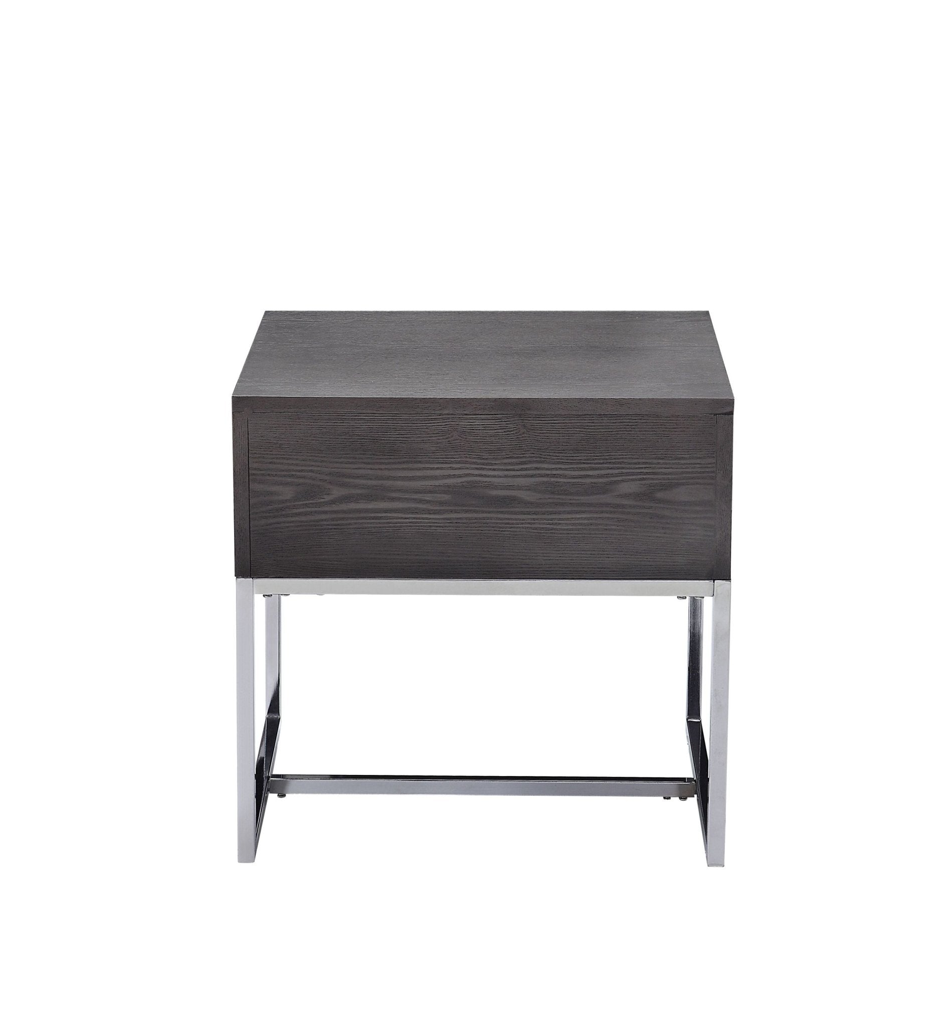 Gray End Table with Felt-Lined Drawer & Metal Sled Base - 1st Choice Furniture Direct