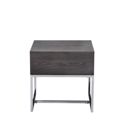 Gray End Table with Felt-Lined Drawer & Metal Sled Base - 1st Choice Furniture Direct