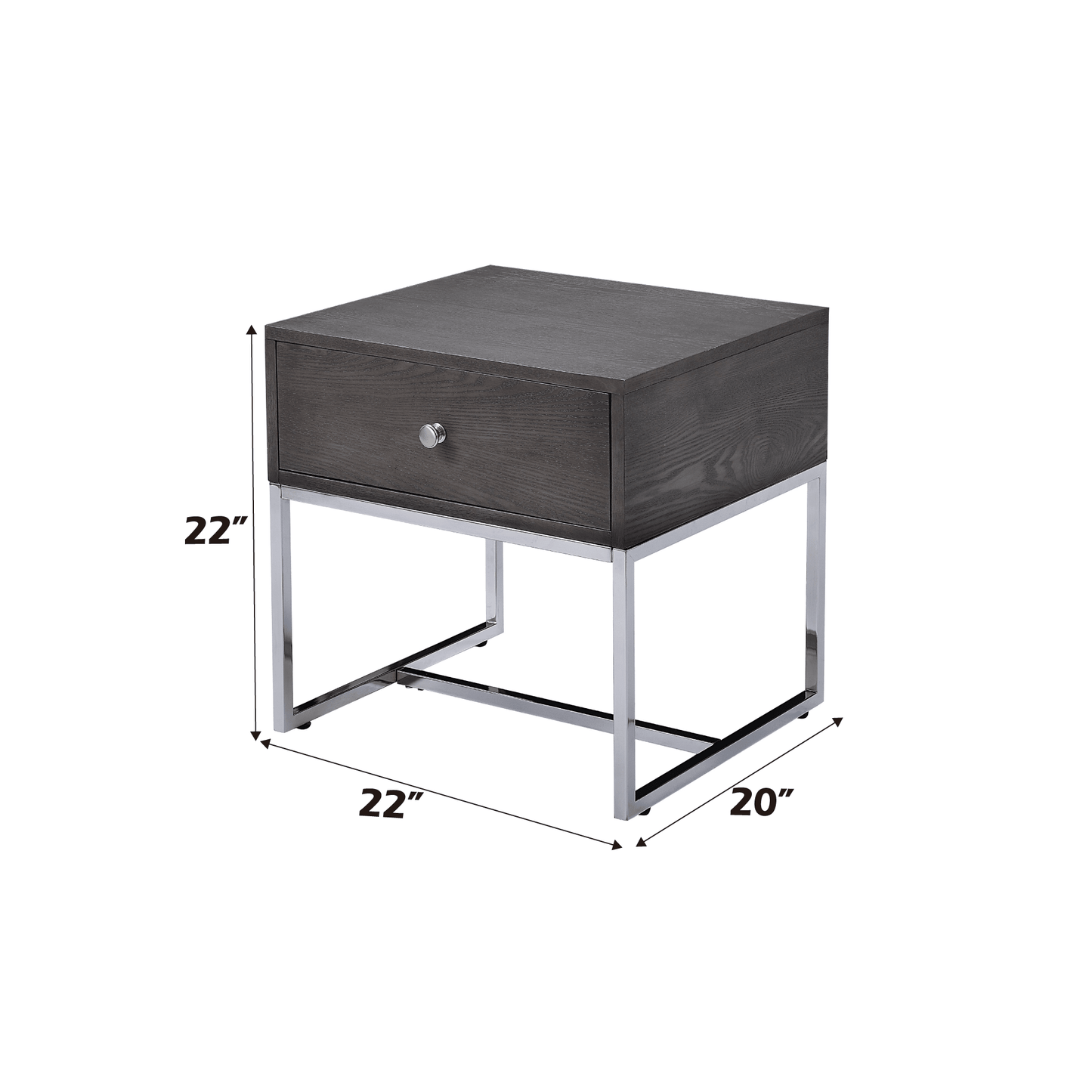 Gray End Table with Felt-Lined Drawer & Metal Sled Base - 1st Choice Furniture Direct