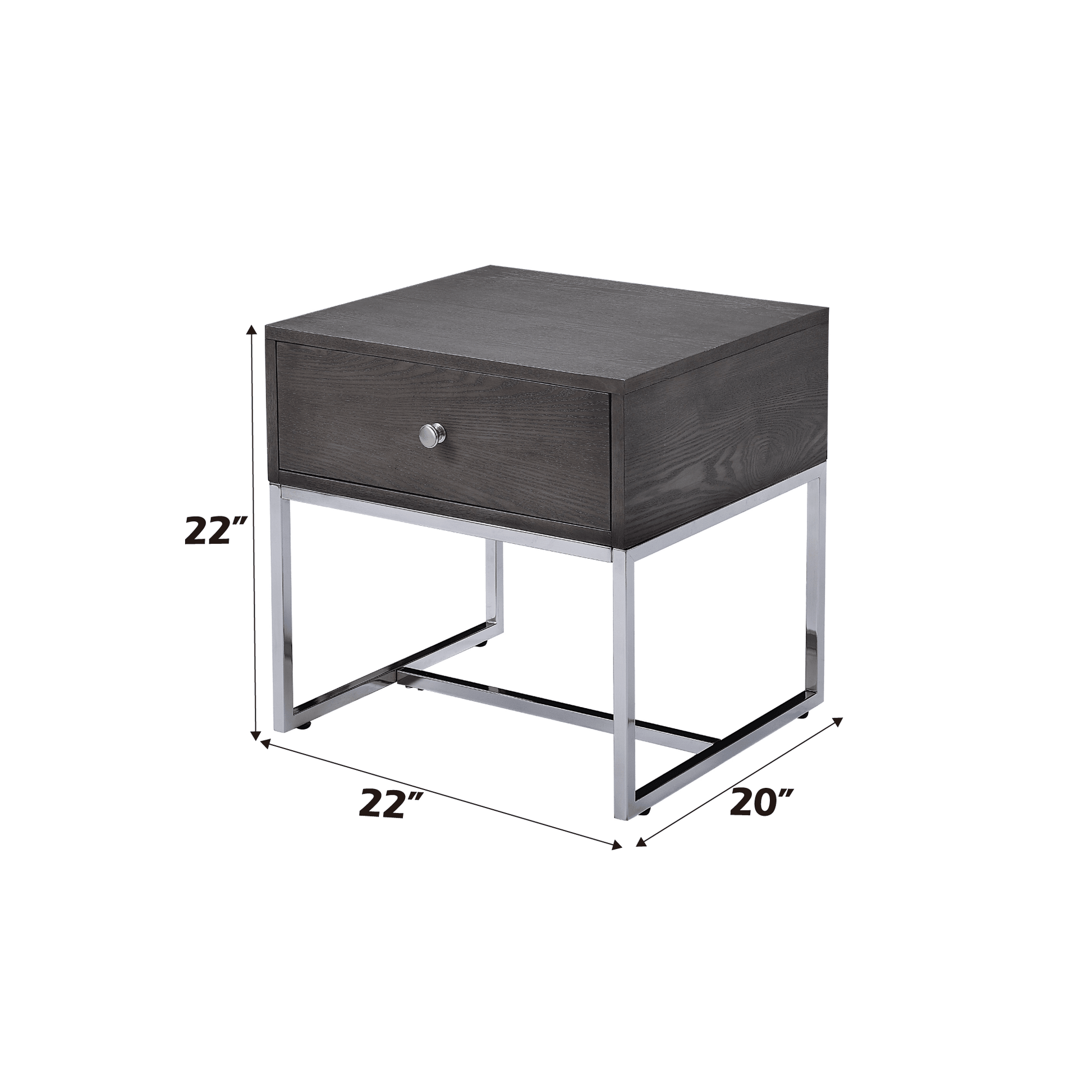 Gray End Table with Felt-Lined Drawer & Metal Sled Base - 1st Choice Furniture Direct