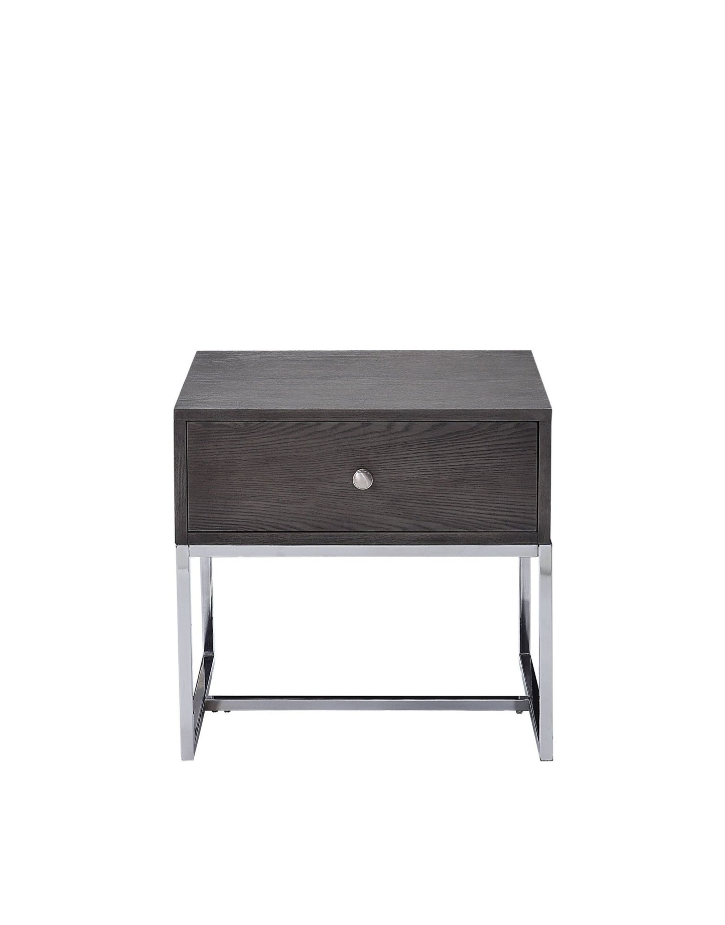 Gray End Table with Felt-Lined Drawer & Metal Sled Base - 1st Choice Furniture Direct