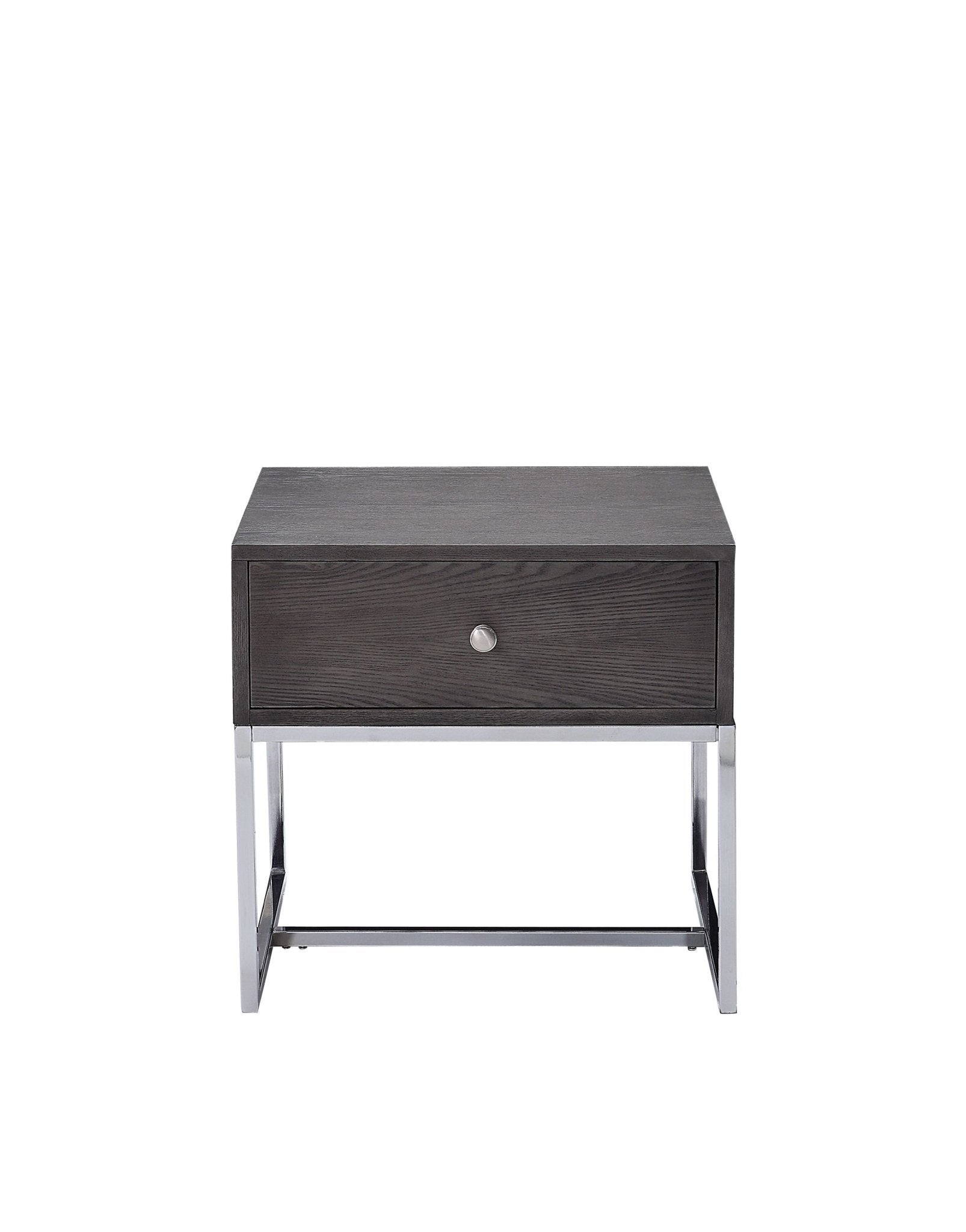 Gray End Table with Felt-Lined Drawer & Metal Sled Base - 1st Choice Furniture Direct