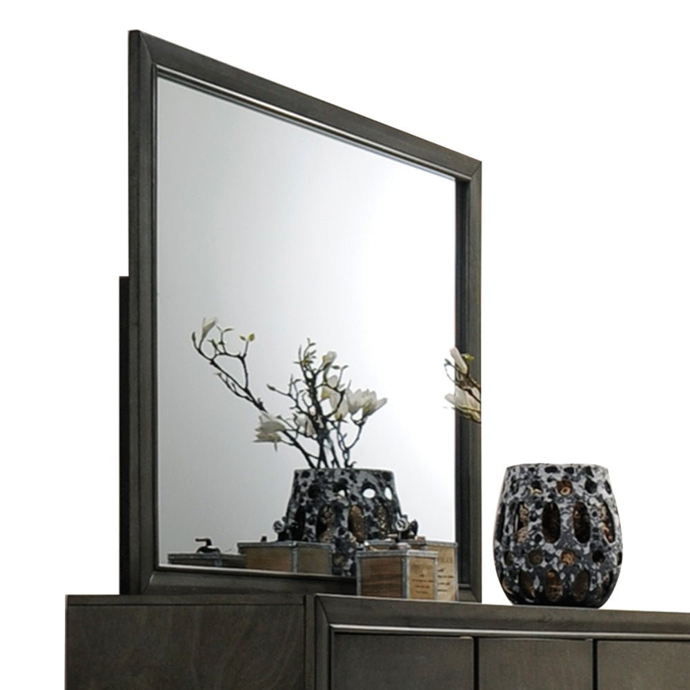 Gray Framed Wall Mirror | Modern Decorative Accent Mirror - 1st Choice Furniture Direct