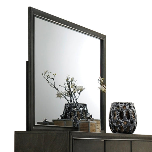 Gray Framed Wall Mirror | Modern Decorative Accent Mirror - 1st Choice Furniture Direct