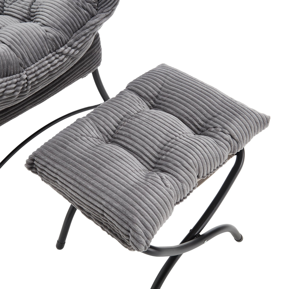 Gray Lazy Chair with Ottoman & Side Pocket - 1st Choice Furniture Direct