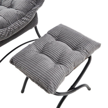 Gray Lazy Chair with Ottoman & Side Pocket - 1st Choice Furniture Direct
