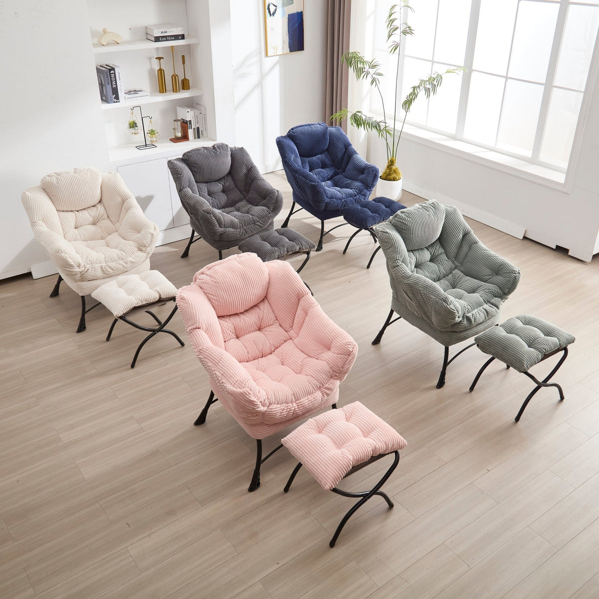 Gray Lazy Chair with Ottoman & Side Pocket - 1st Choice Furniture Direct