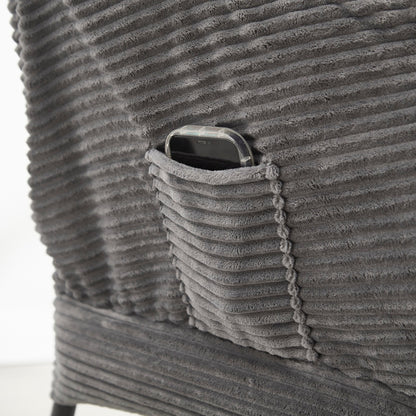 Gray Lazy Chair with Ottoman & Side Pocket - 1st Choice Furniture Direct