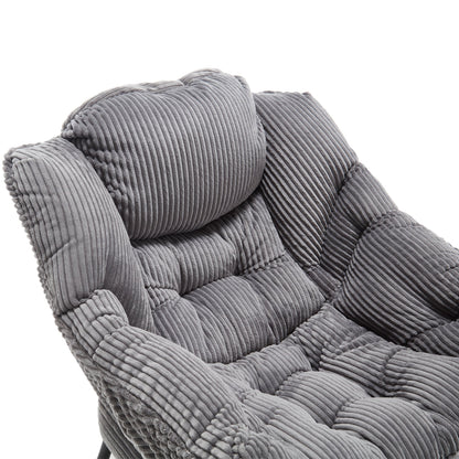 Gray Lazy Chair with Ottoman & Side Pocket - 1st Choice Furniture Direct