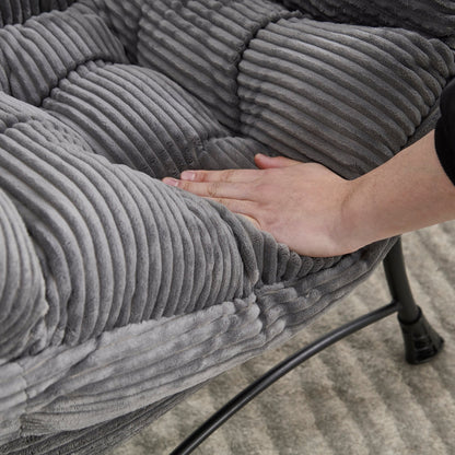 Gray Lazy Chair with Ottoman & Side Pocket - 1st Choice Furniture Direct
