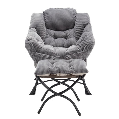Gray Lazy Chair with Ottoman & Side Pocket - 1st Choice Furniture Direct