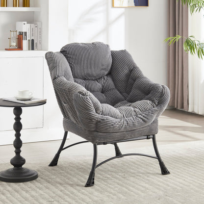 Gray Lazy Chair with Ottoman & Side Pocket - 1st Choice Furniture Direct
