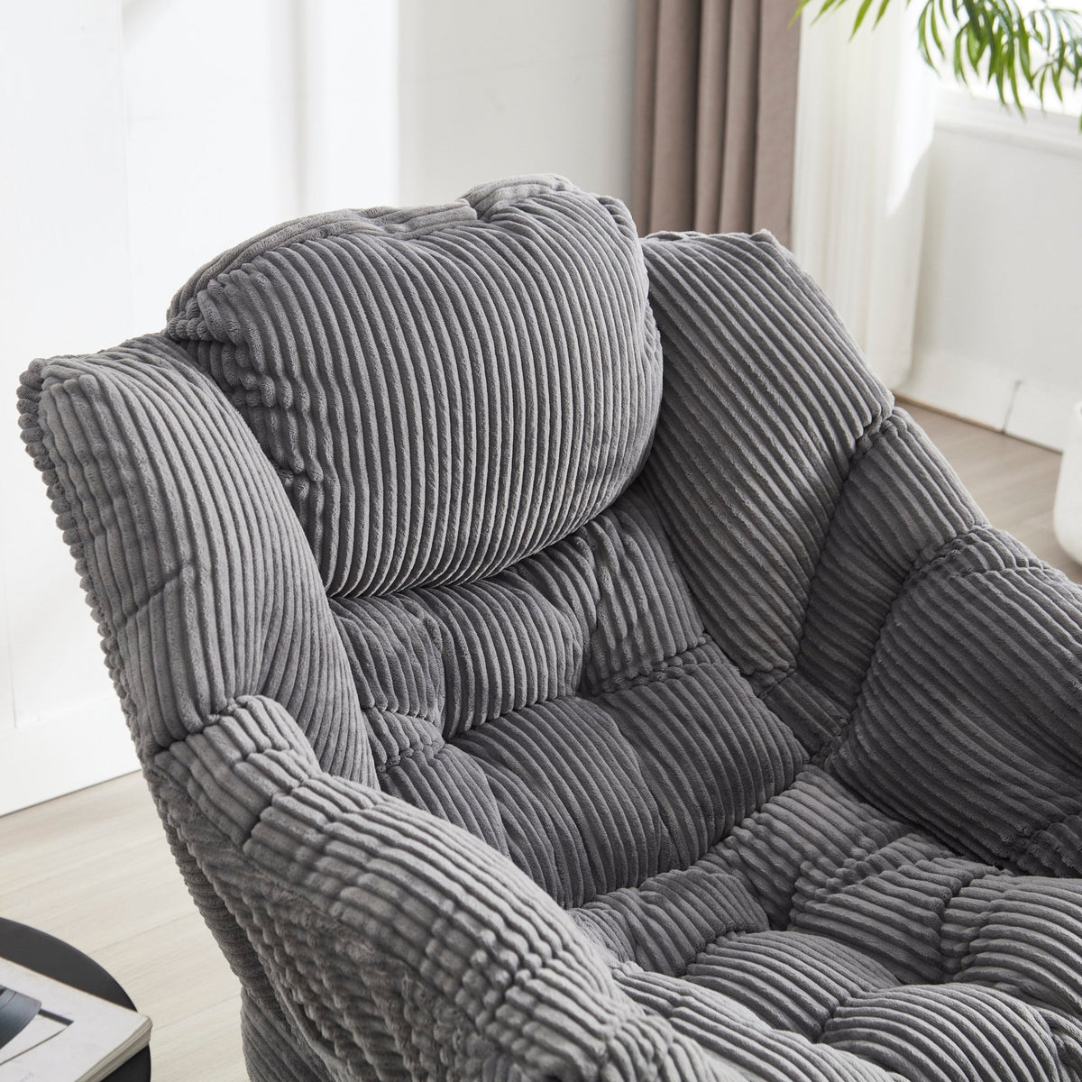 Gray Lazy Chair with Ottoman & Side Pocket - 1st Choice Furniture Direct
