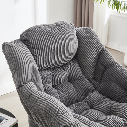 Gray Lazy Chair with Ottoman & Side Pocket - 1st Choice Furniture Direct