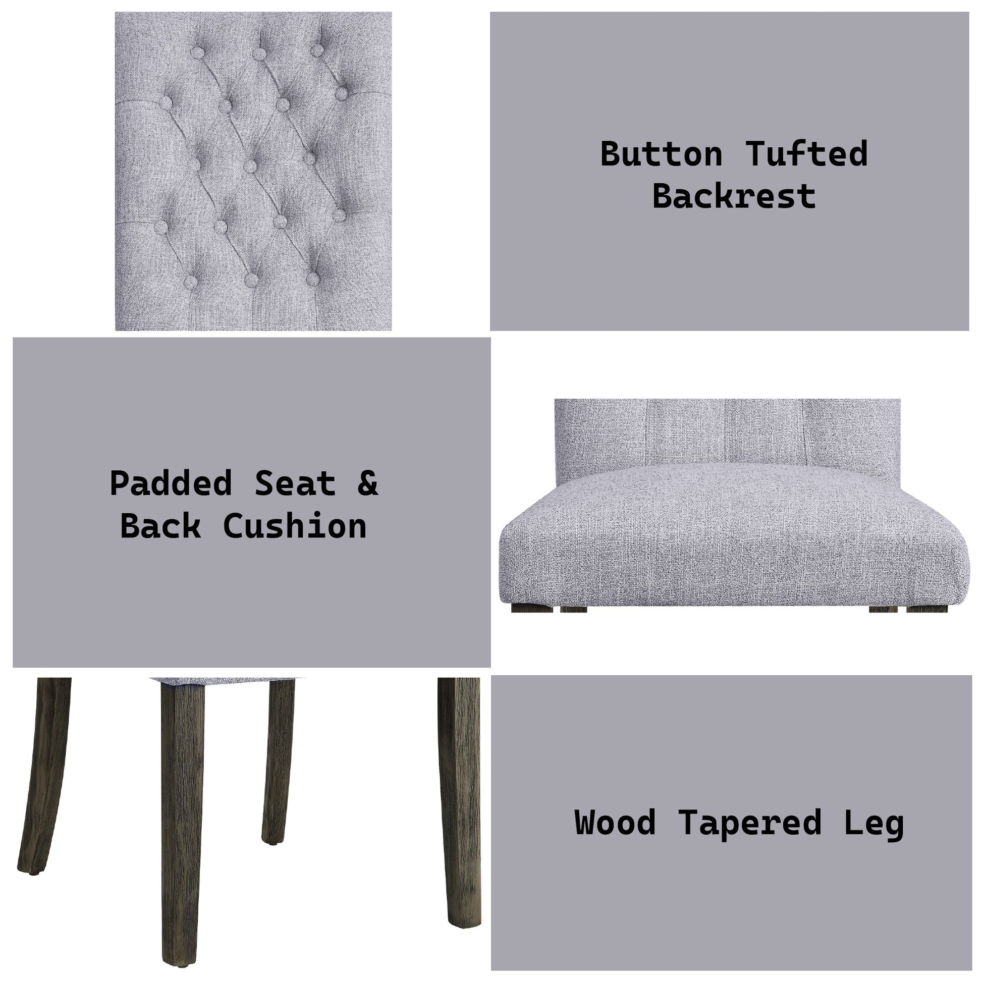 Gray Linen Parsons Dining Chair with Button Tufted Back - 1st Choice Furniture Direct
