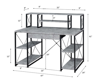 Gray Music Studio Desk with Storage Shelves - 1st Choice Furniture Direct