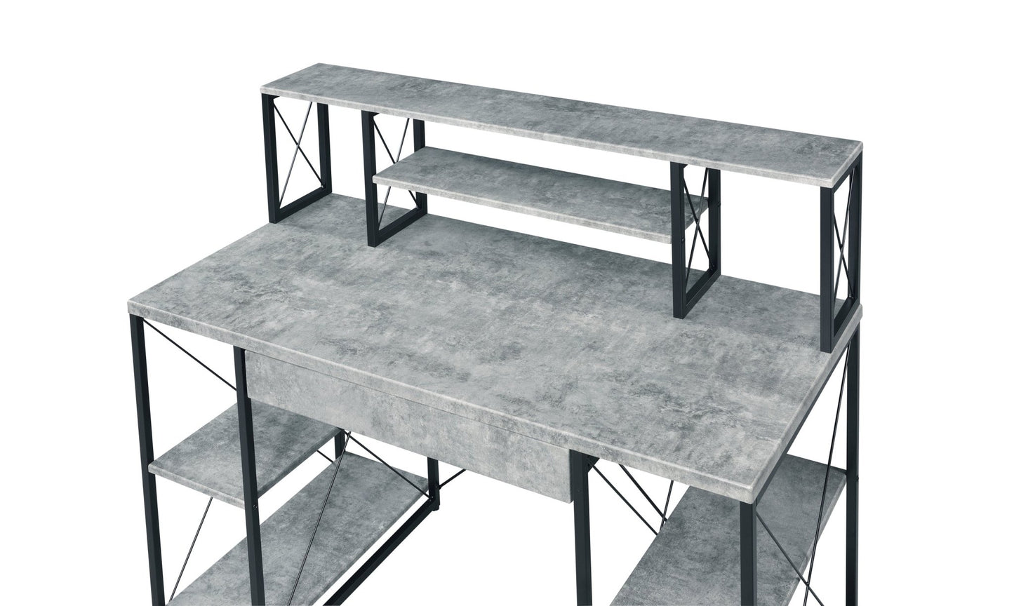Gray Music Studio Desk with Storage Shelves - 1st Choice Furniture Direct