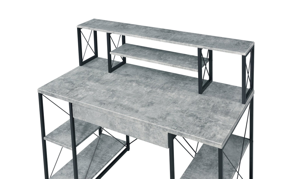 Gray Music Studio Desk with Storage Shelves - 1st Choice Furniture Direct