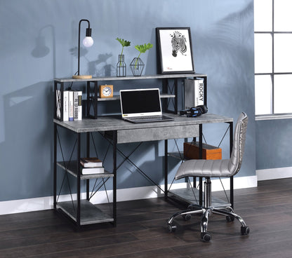 Gray Music Studio Desk with Storage Shelves - 1st Choice Furniture Direct